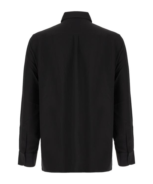 Givenchy Silk Shirt With Front Pleats And Pointed Collar In Black