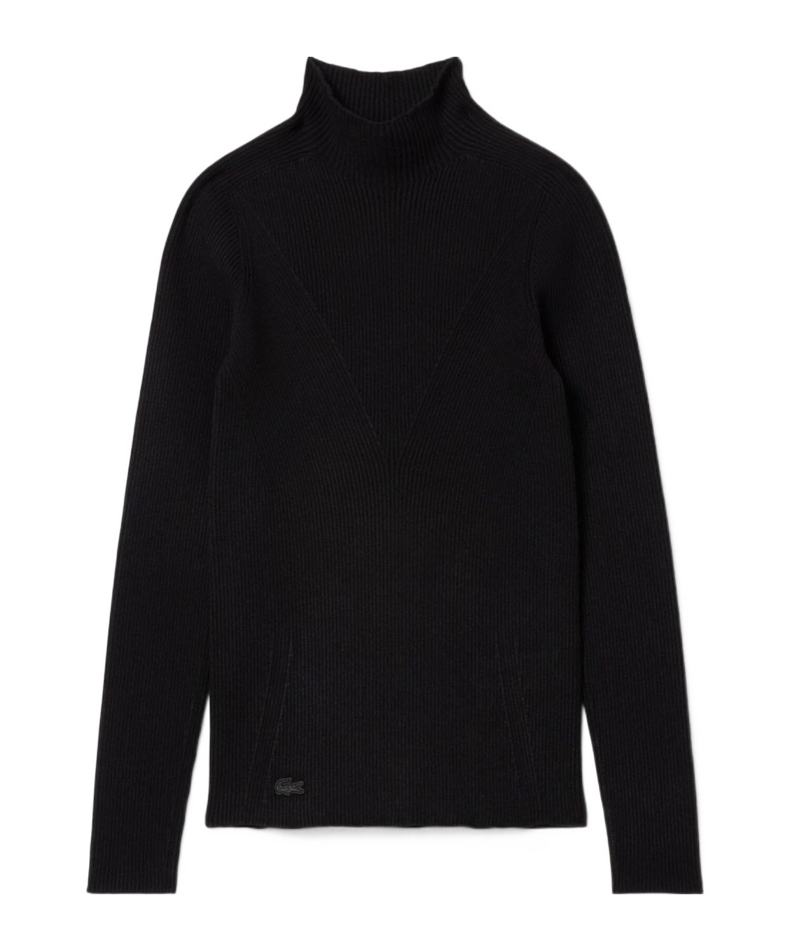 Lacoste Ribbed Mockneck Knit Sweater In Black