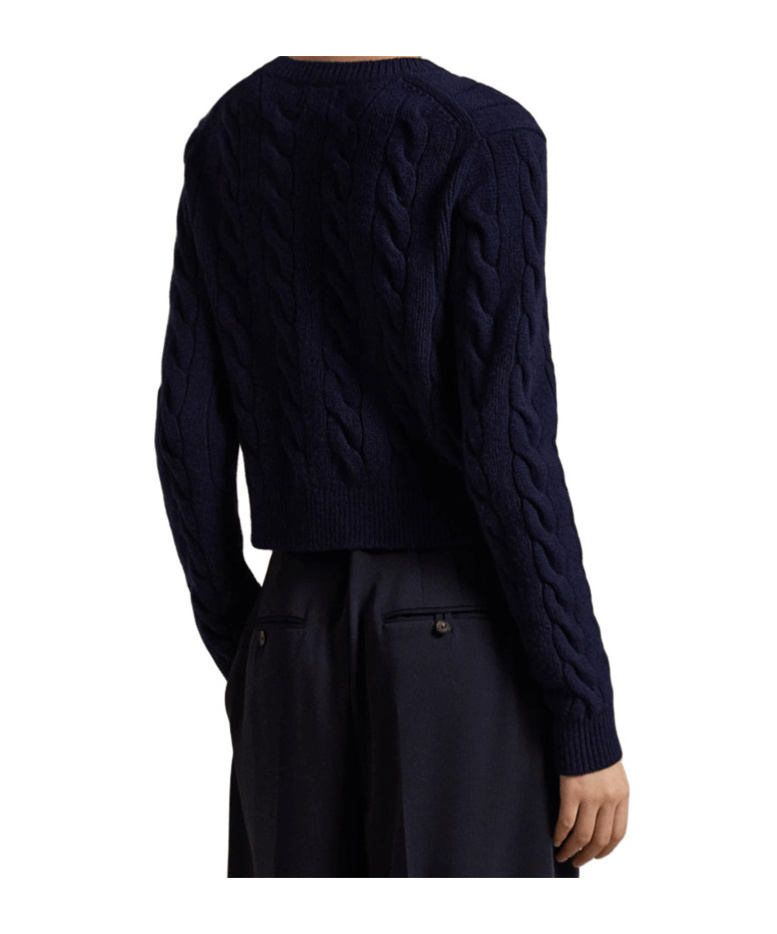 Polo Ralph Lauren Cable-knit Wool And Cashmere-blend Cardigan In Blue