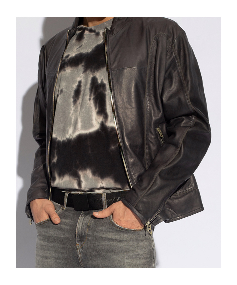 Diesel L-krix Leather Biker Jacket In Black