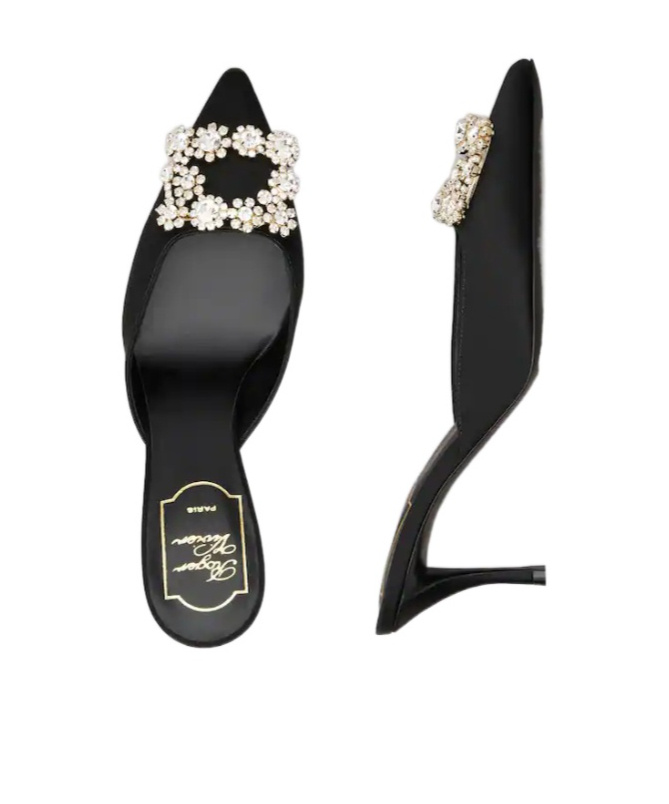 Roger Vivier Efflorescence Crystal-embellished Satin Mules In Black
