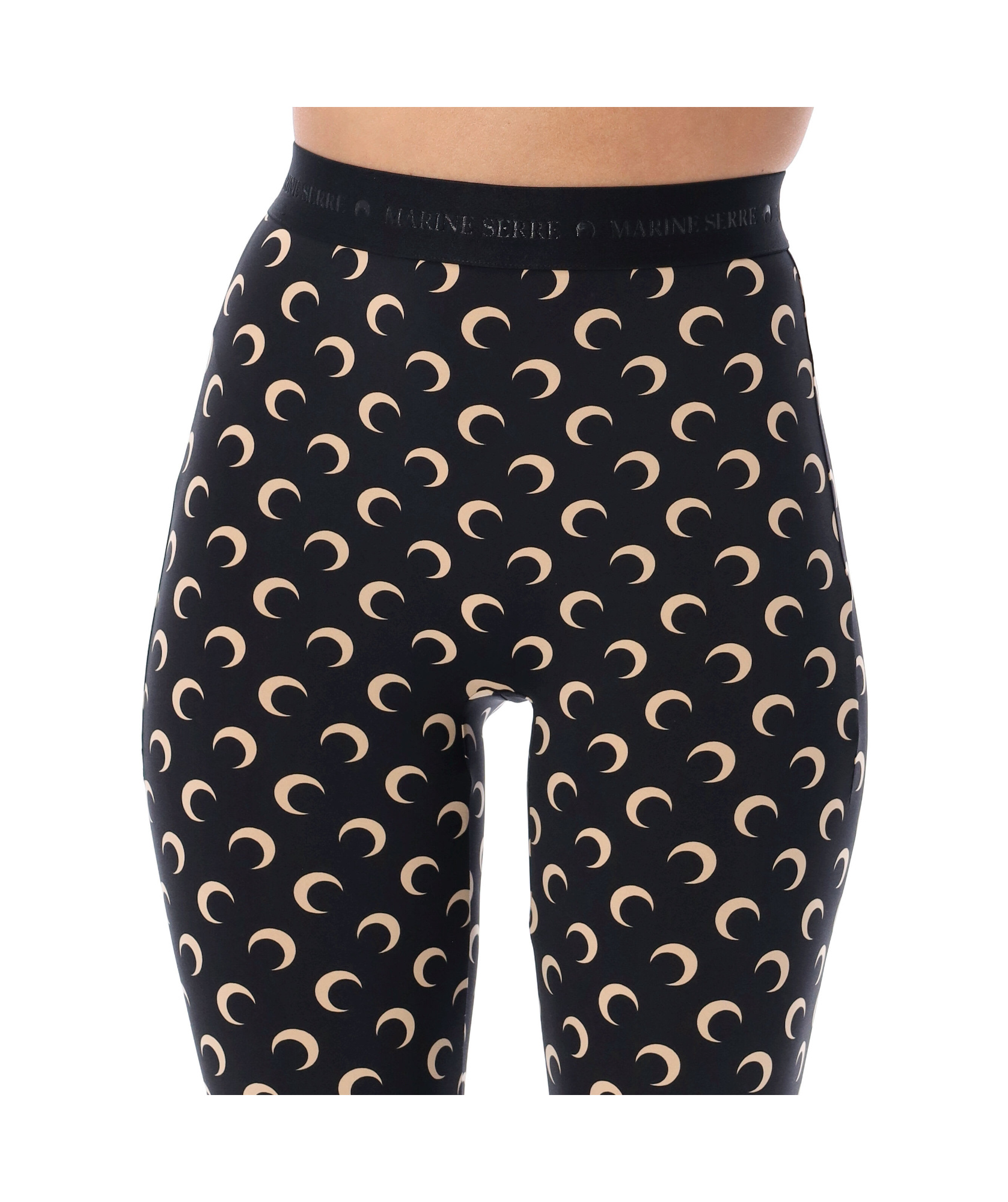 Marine Serre Black Recycled Jersey Moon Stirrup Leggings In Black