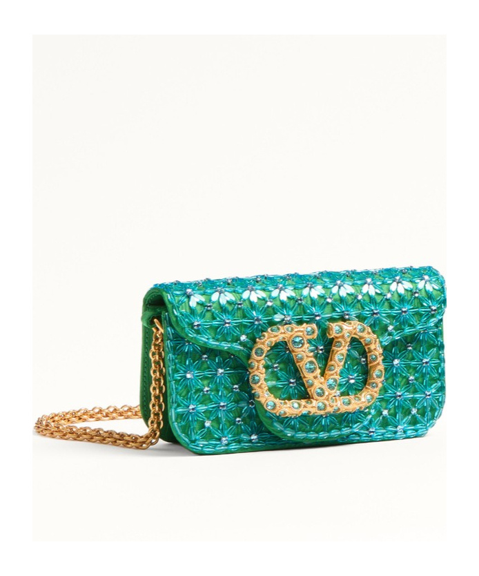 Valentino Embroidery Small Shoulder Bag In Green
