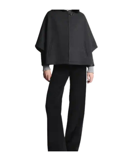 Fay Double-layer Shawl Cotton Coat In Black