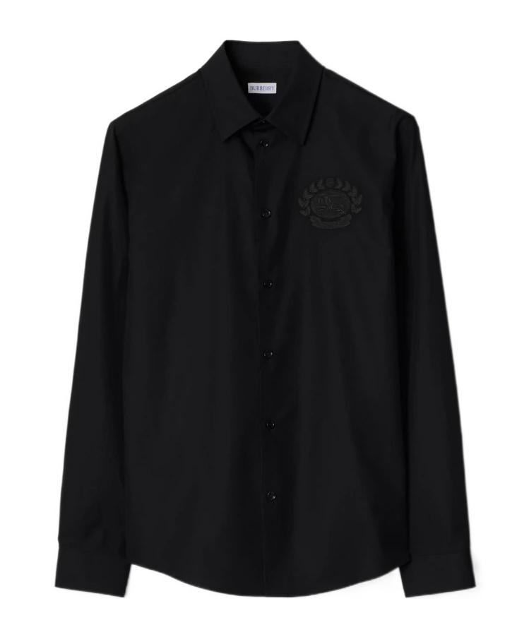 Burberry Logo-embroidered Polo Shirt In Black