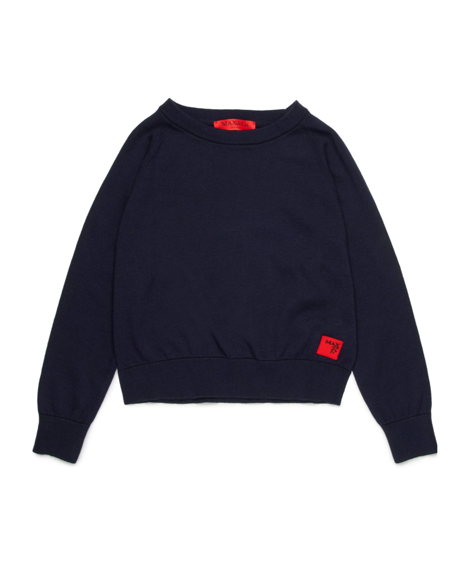Maxco. Kids Logo Patch Crewneck Knitted Jumper In Blue