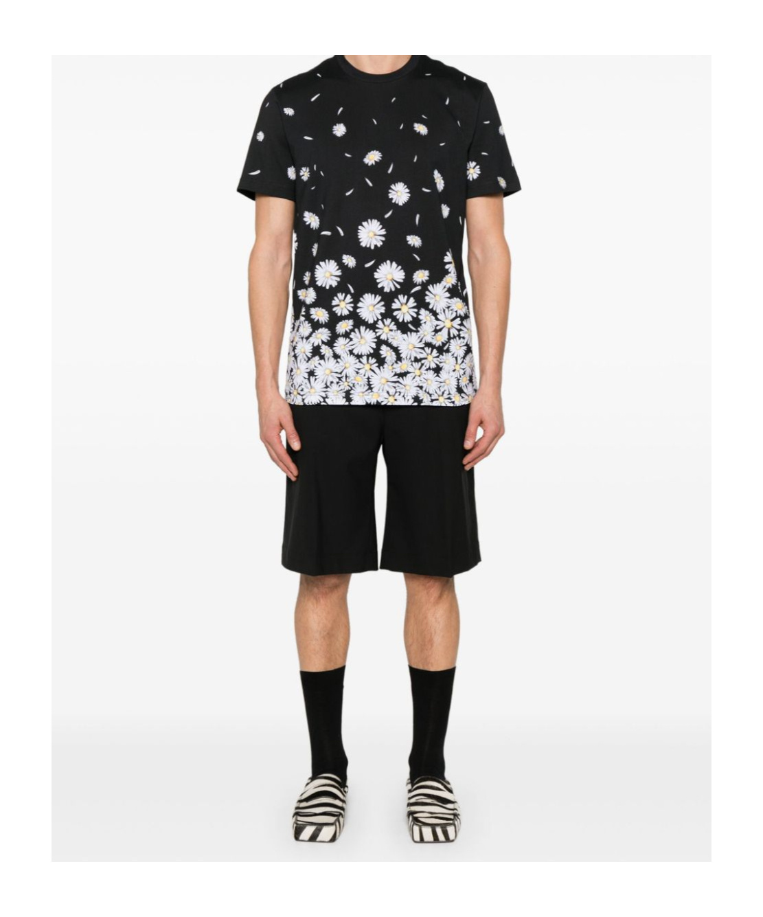 Moschino Floral-print T-shirt In Black