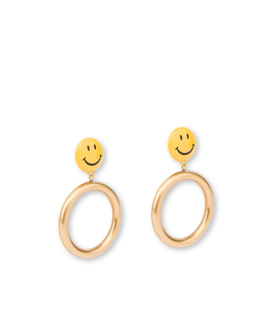 Moschino Round Smile-motif Earrings In Yellow