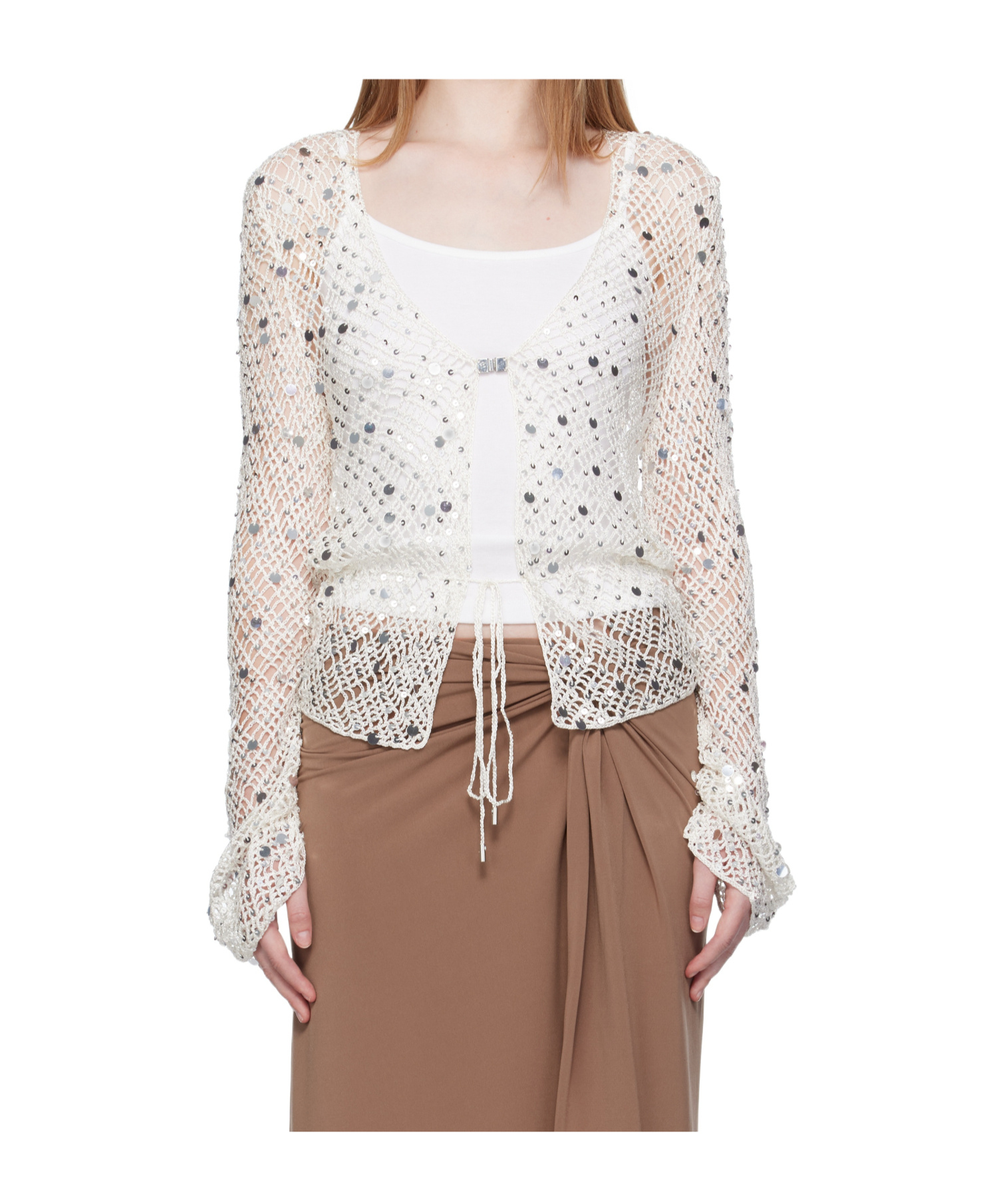 Paris Georgia Vera Sequin-embellished Top In White