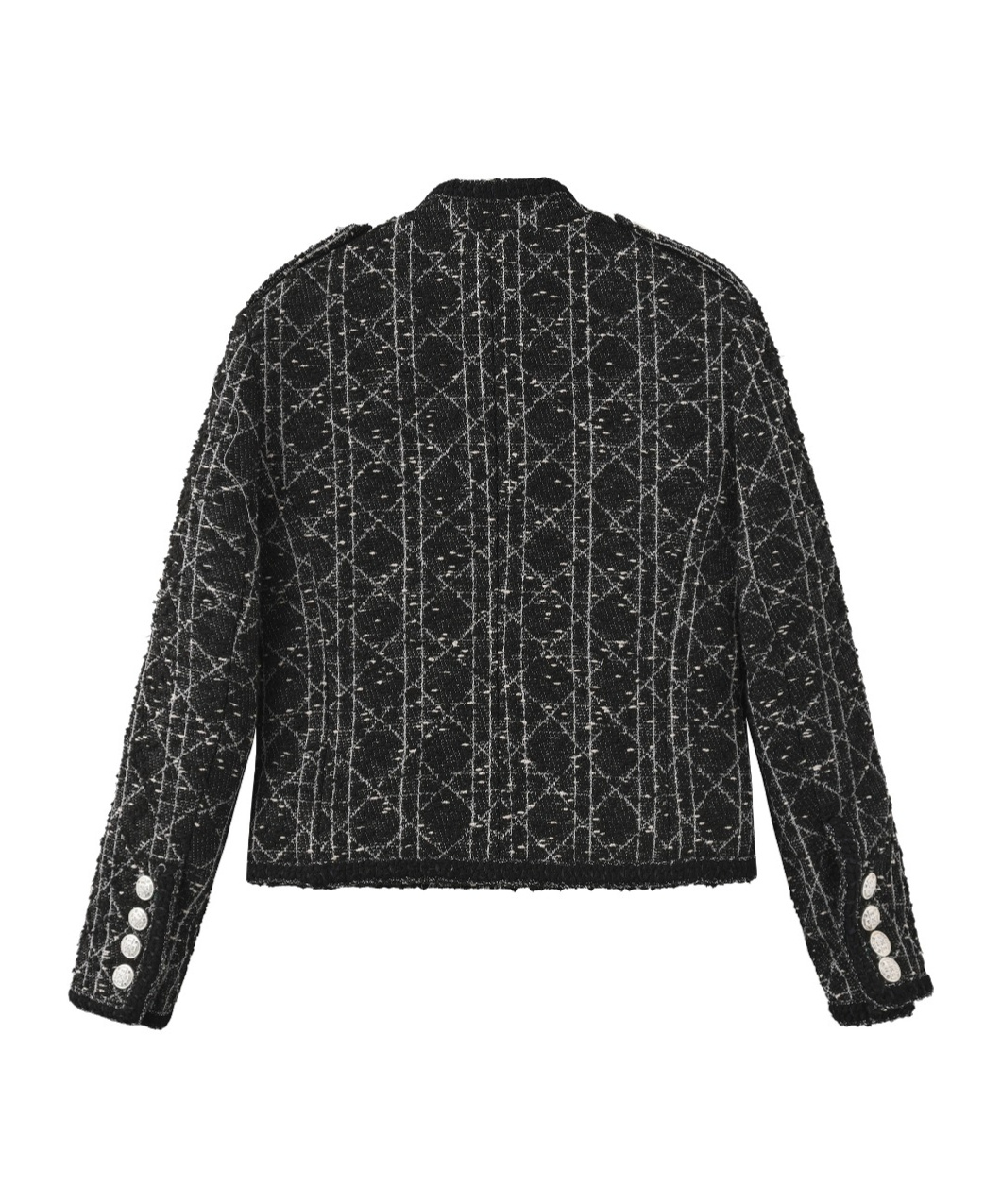 Marissa Chiara Stand Collar Lace Jacket In Black