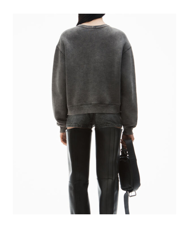 Alexander Wang Blade Logo-embossed Sweatshirt In Cotton Terry In Black