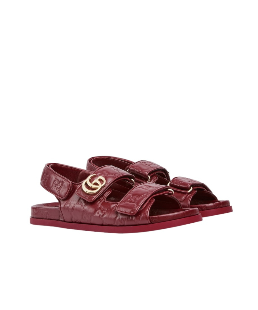 Gucci Double G Flat Sandals In Red