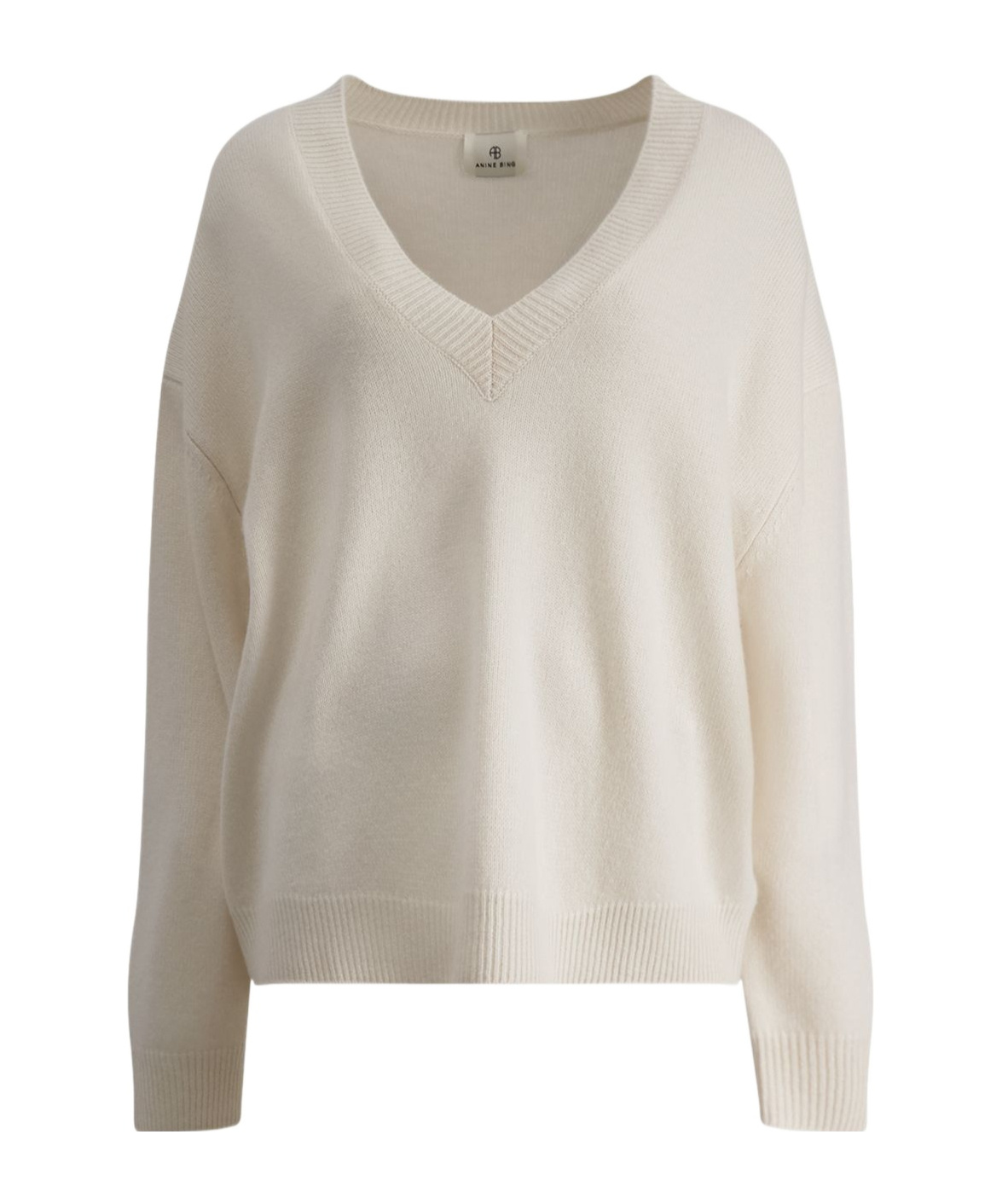 Shop Anine Bing Lee V-neck Cashmere Jumper In Nude