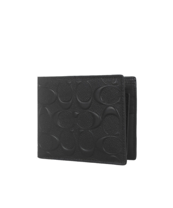 Shop Coach Logo Folding Wallet In Black