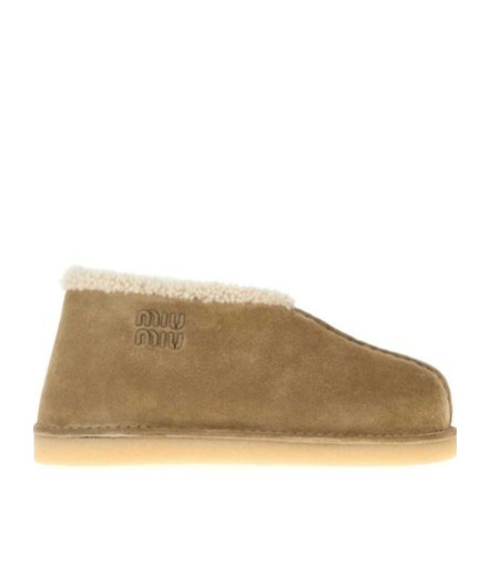 Miu Miu Suede Ankle Boots Rubber Sole In Brown