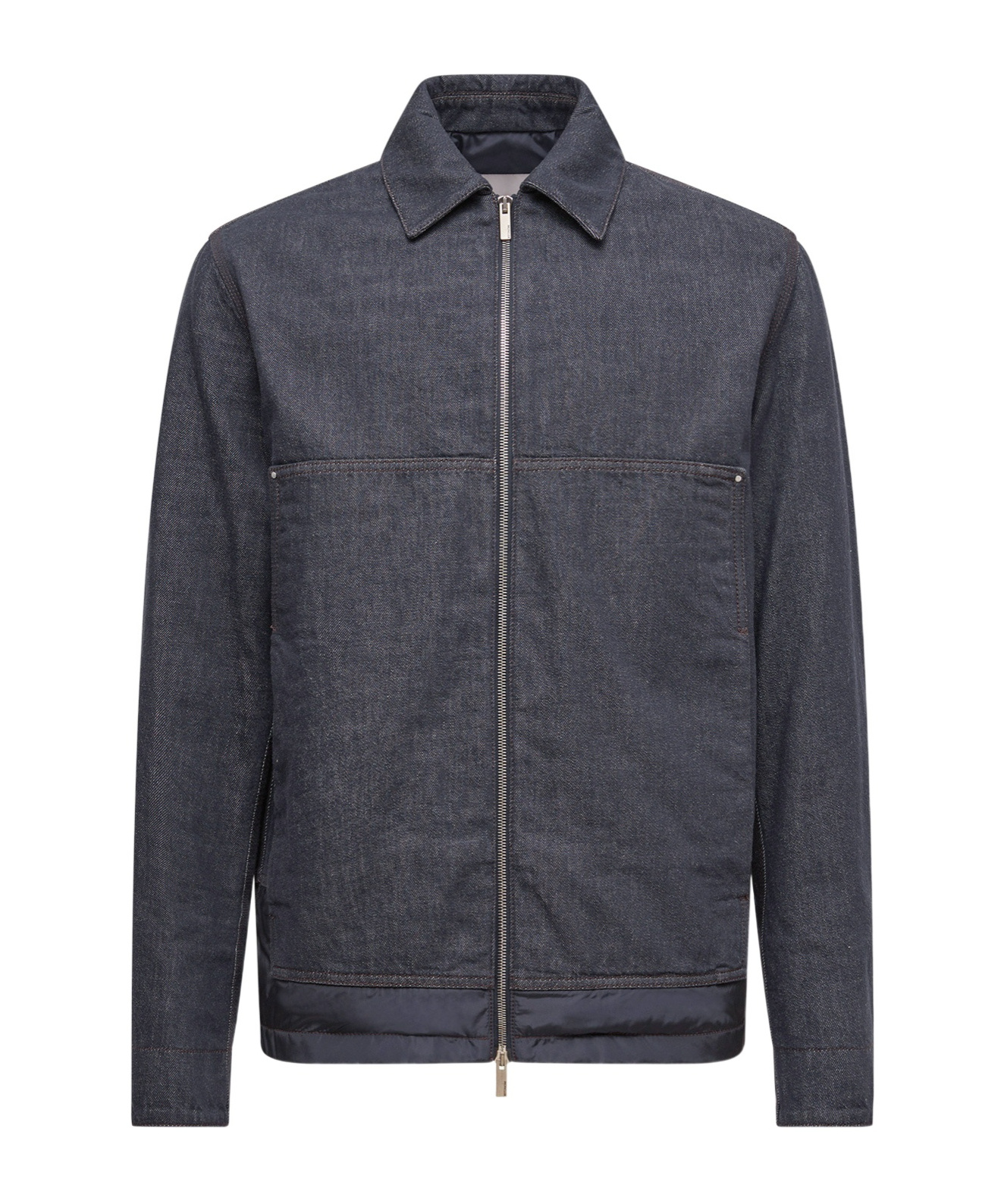 Moncler Ormoy Denim Down Shirt Jacket In Gray