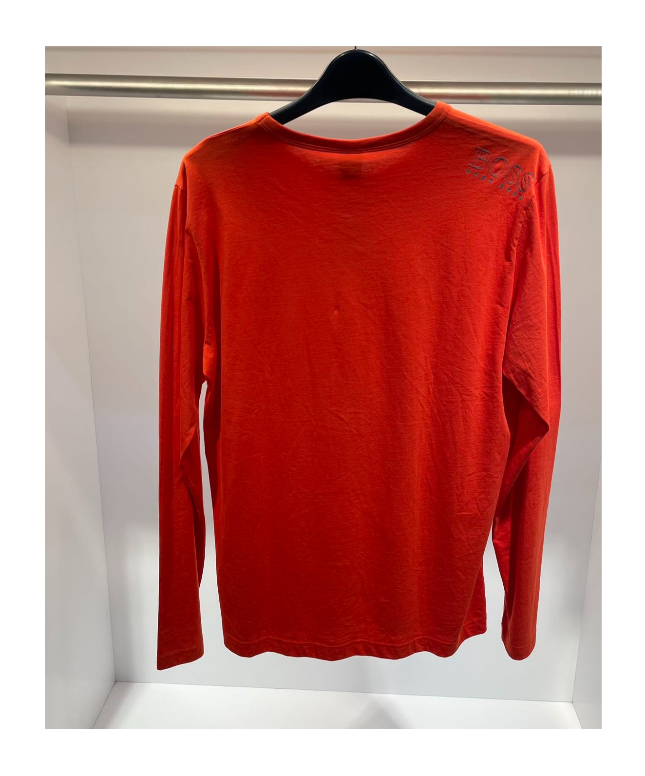 Hugo Boss Round Collar And Long-sleeved T-shirt In Red