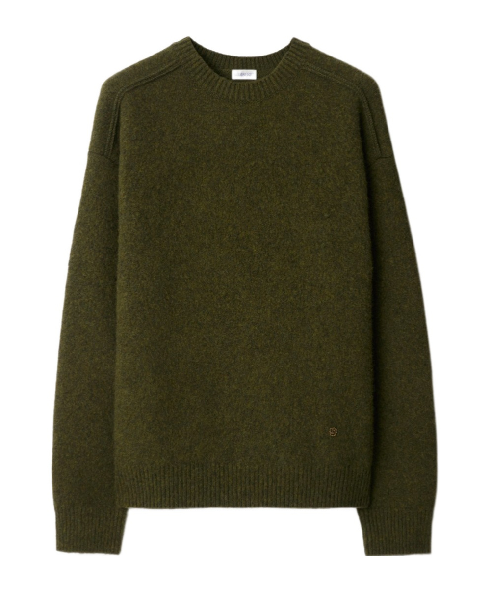 Burberry Wool And Cashmere Sweater With Logo Pendant In Black