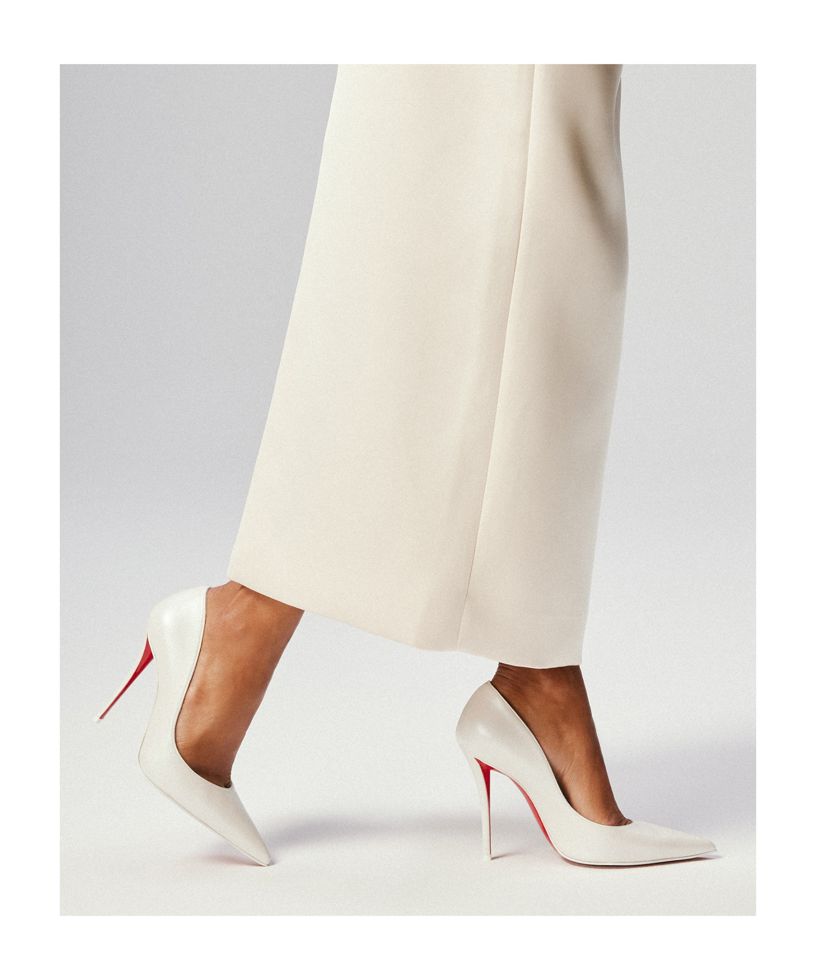 Christian Louboutin Pointed Toe High Heels In White