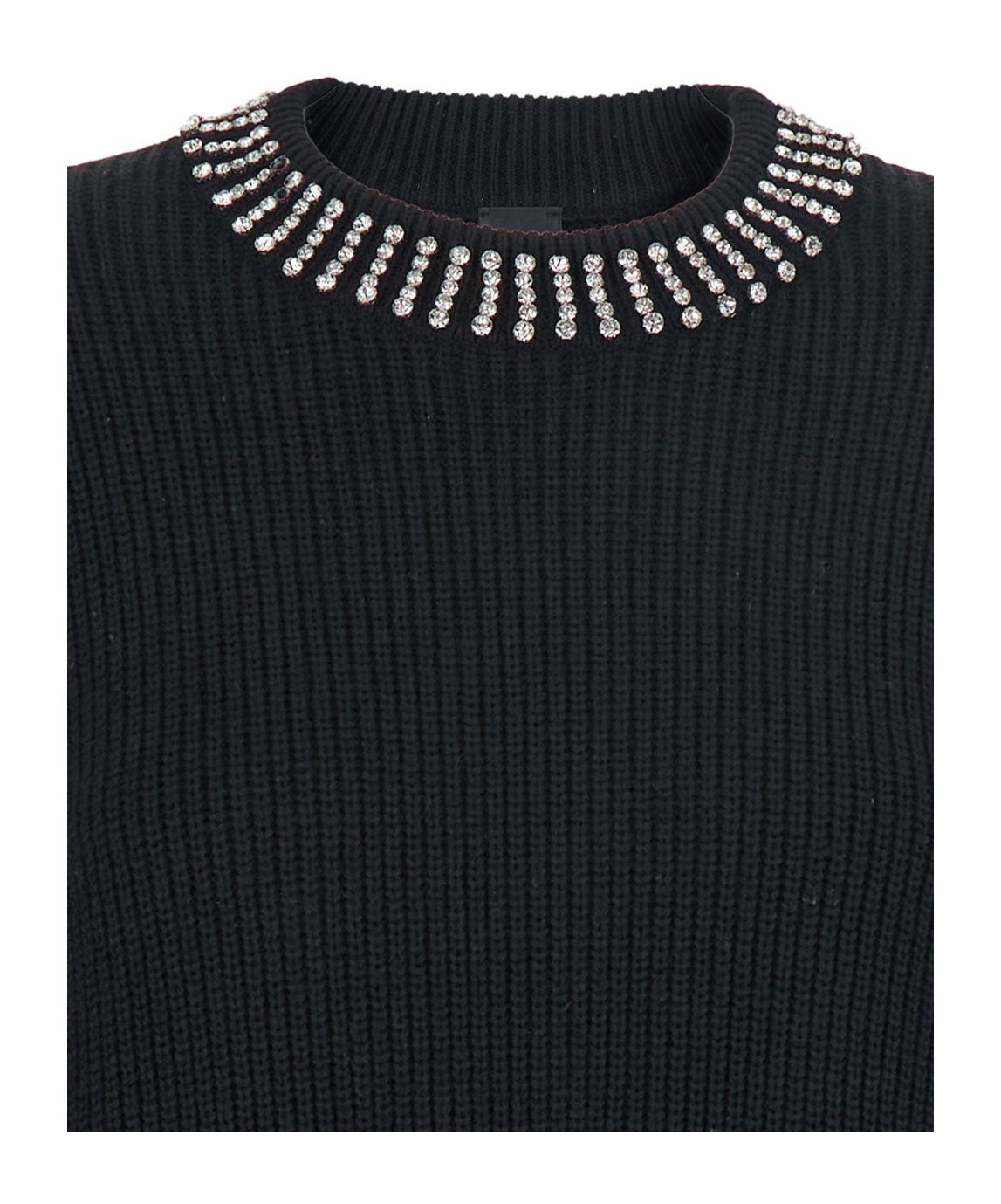 Pinko Knit Dress With Rhinestone-detailed Neck In Black