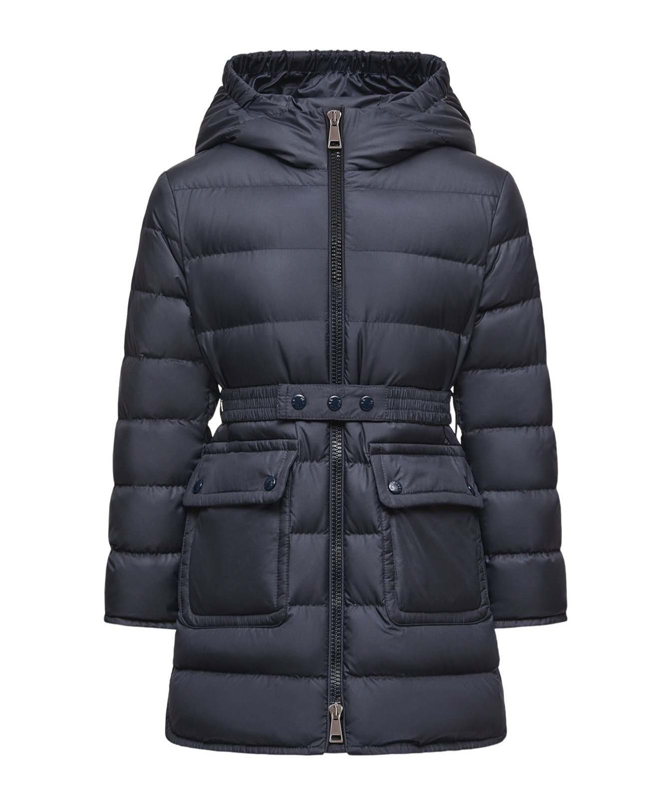 Moncler Pasenza Belted Hooded Down Jacket In Black