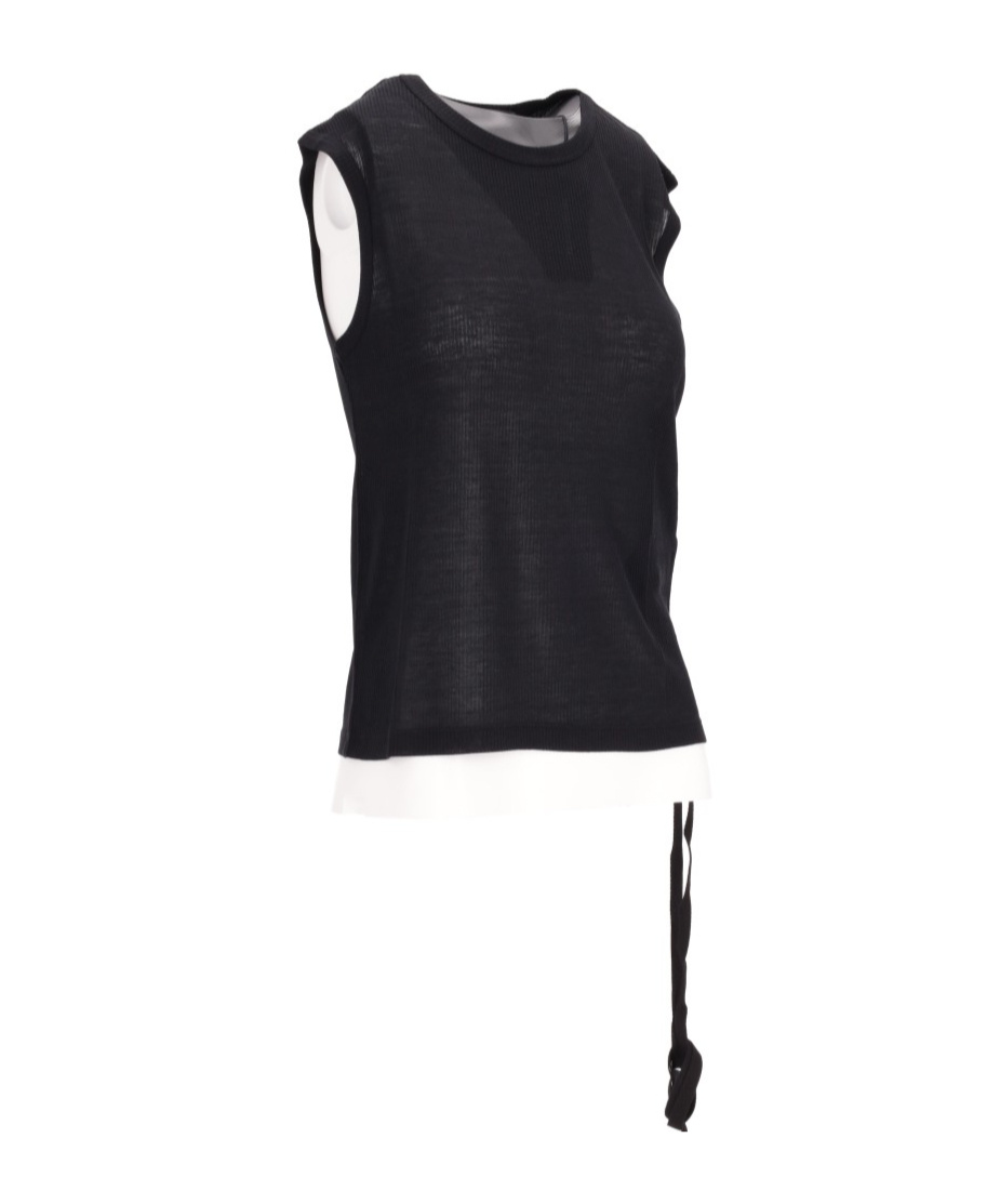 Ann Demeulemeester Biba Sleeveless Top Viscose Cotton Rib In Black