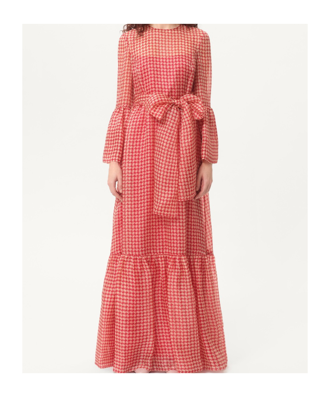 Valentino Houndstooth-pattern Maxi Dress In Pink