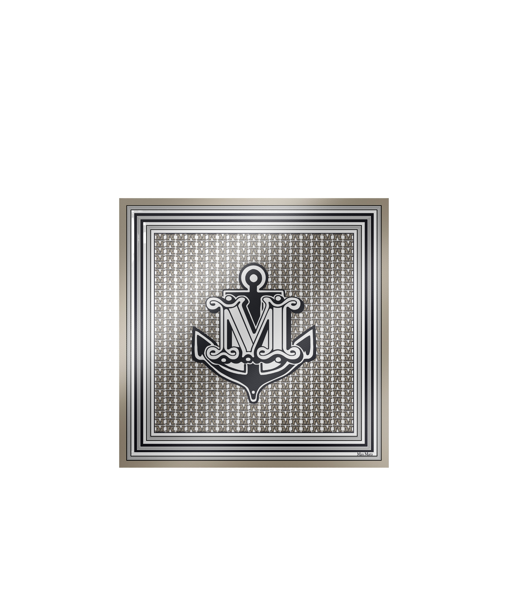 Max Mara Printed Silk Scarf In Gray