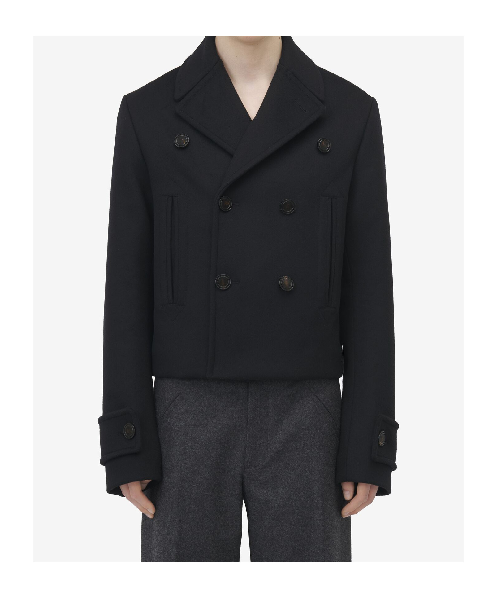 Alexander Mcqueen Wool Double-breasted Jacket In Black