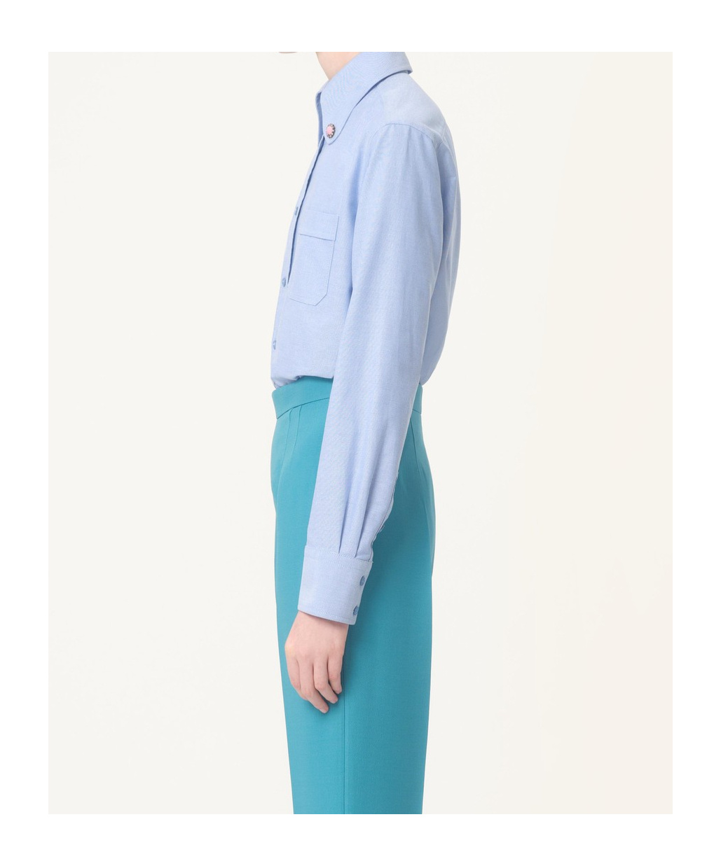 Valentino Light Blue Shirt With Jewelled Buttons In Blue