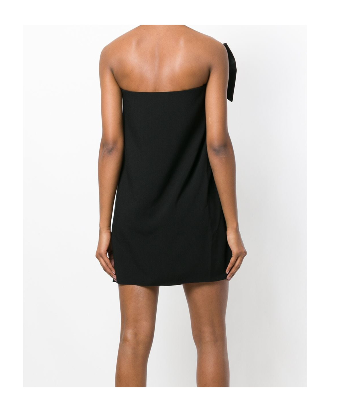 Saint Laurent Bow-embellished Strapless Crepe Dress In Black
