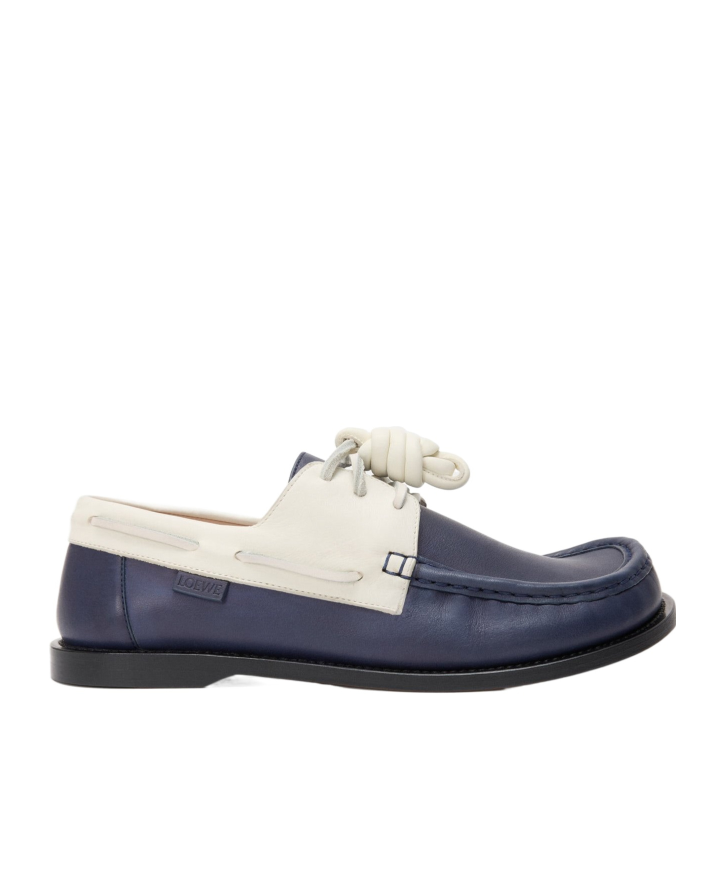 Loewe Campo Leather Boat Shoes In Black
