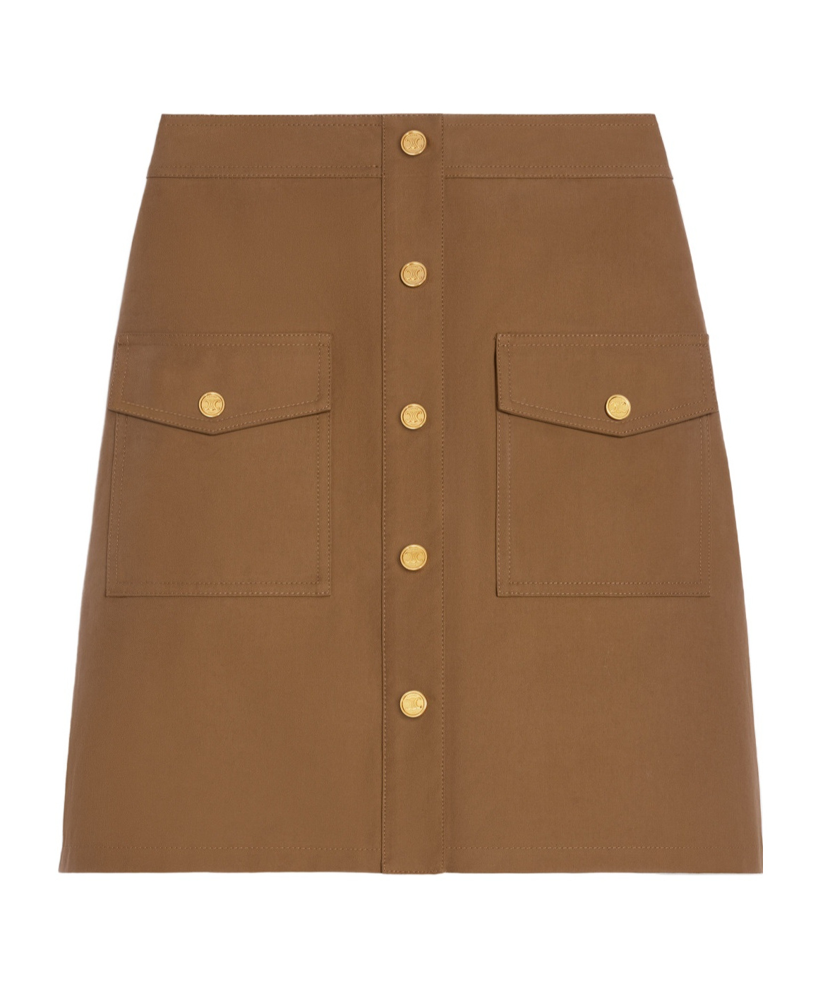 Celine Short Skirt In Cotton Twill In Brown