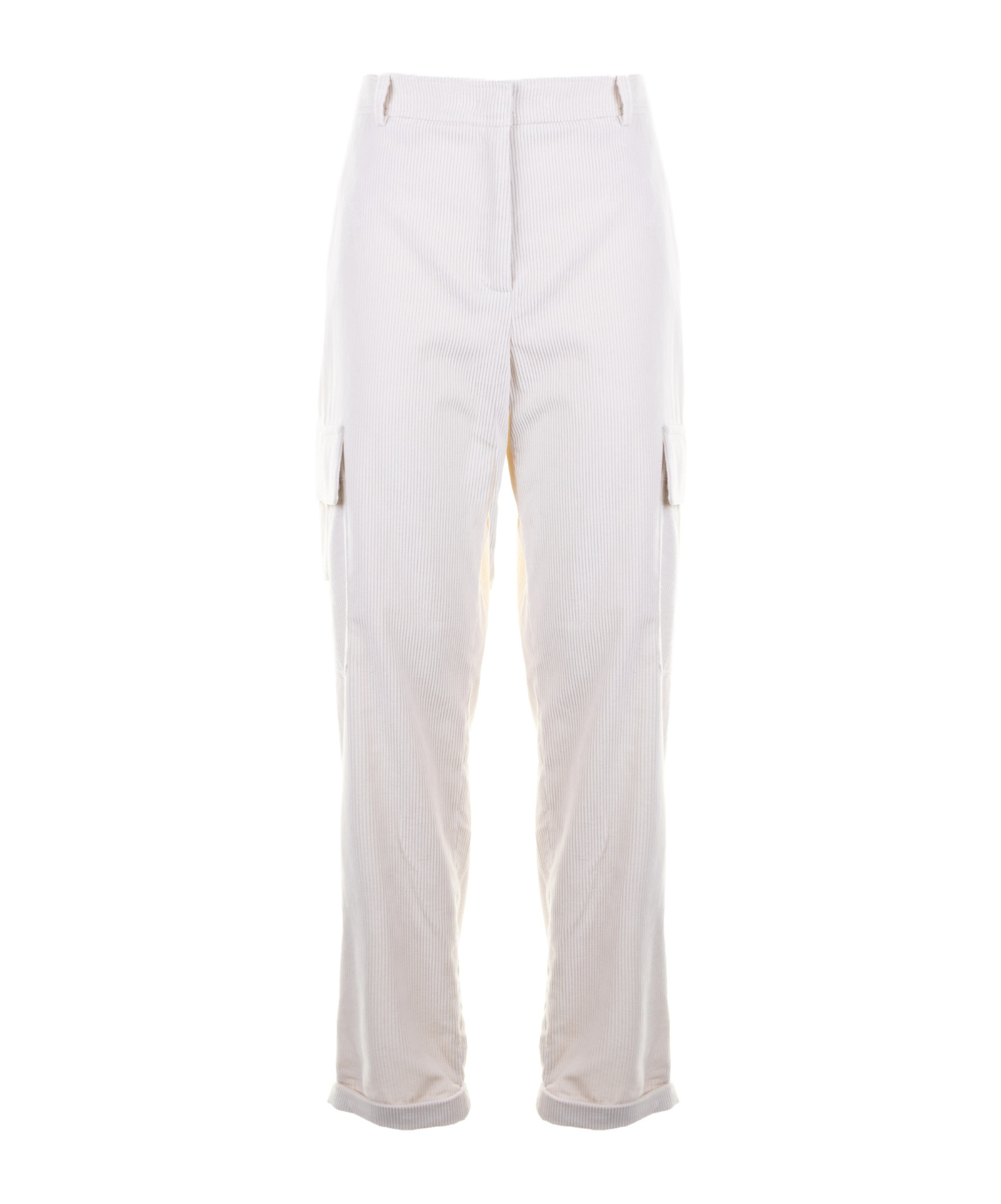 Eleventy Pinstriped Cargo-pockets Trousers In White