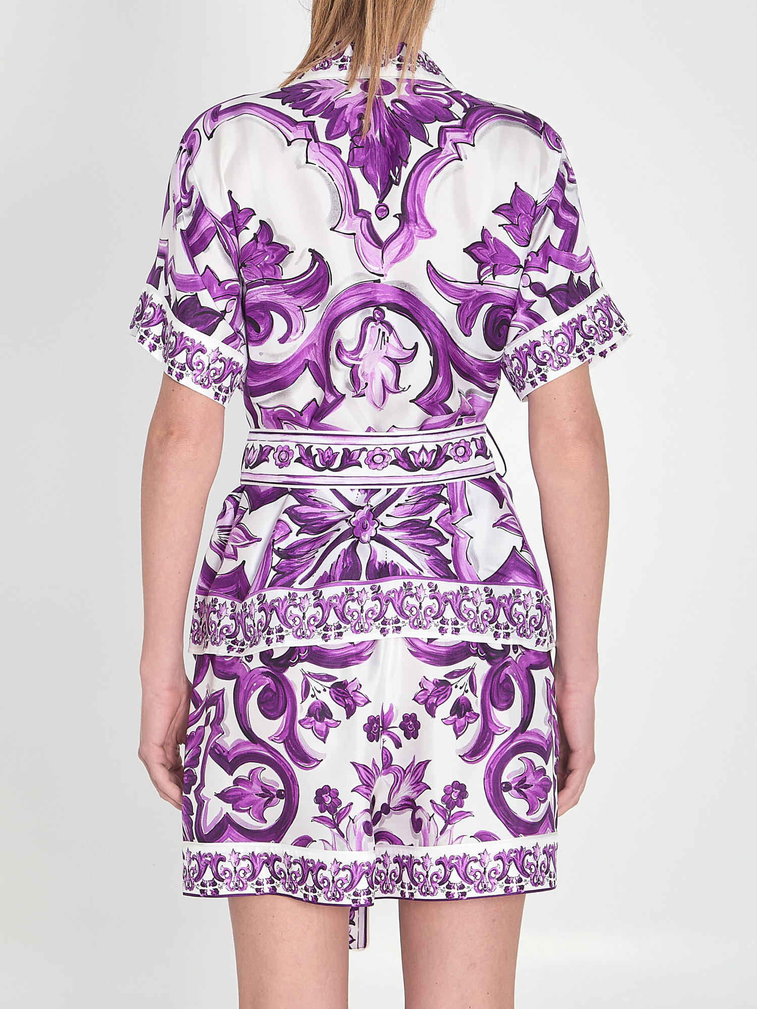 Dolce & Gabbana Majolica Print Silk Twill Shirt Women