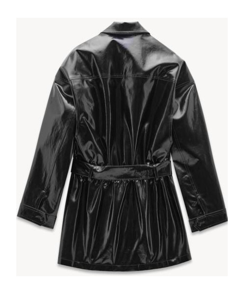 Saint Laurent Saharienne Jacket In Coated Cotton In Black