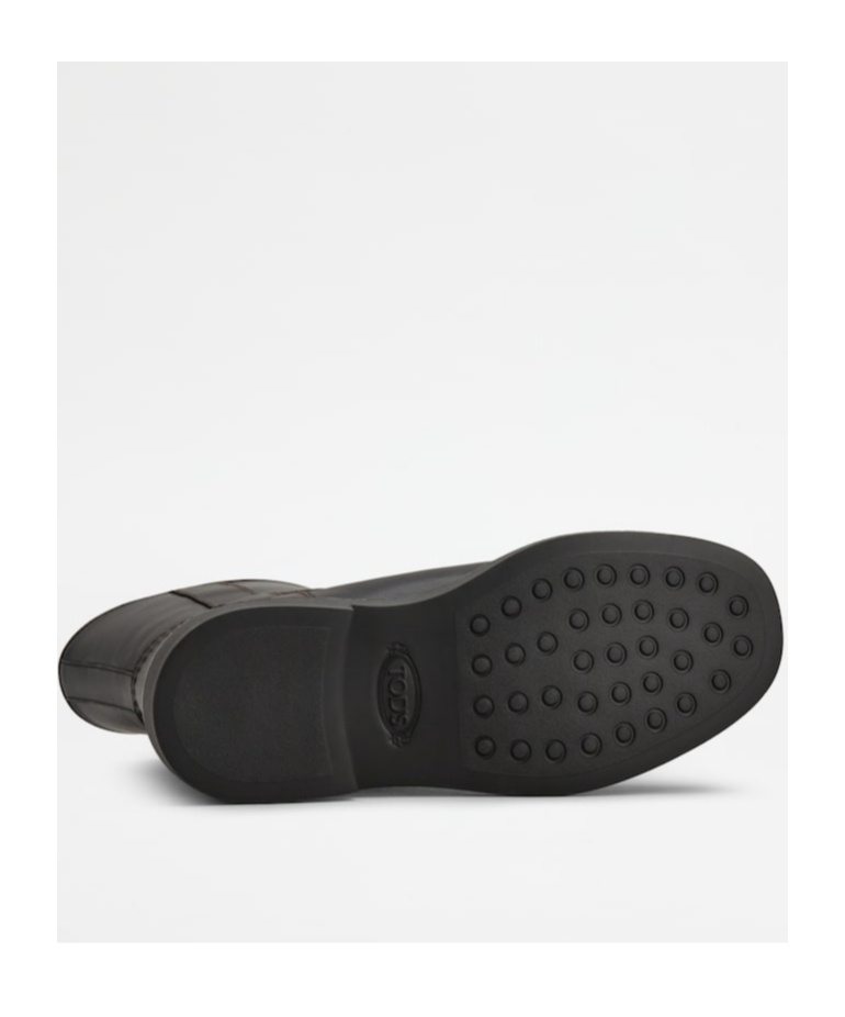 Tod's Refined Black Leather Ankle Boots With Block Heel In Black