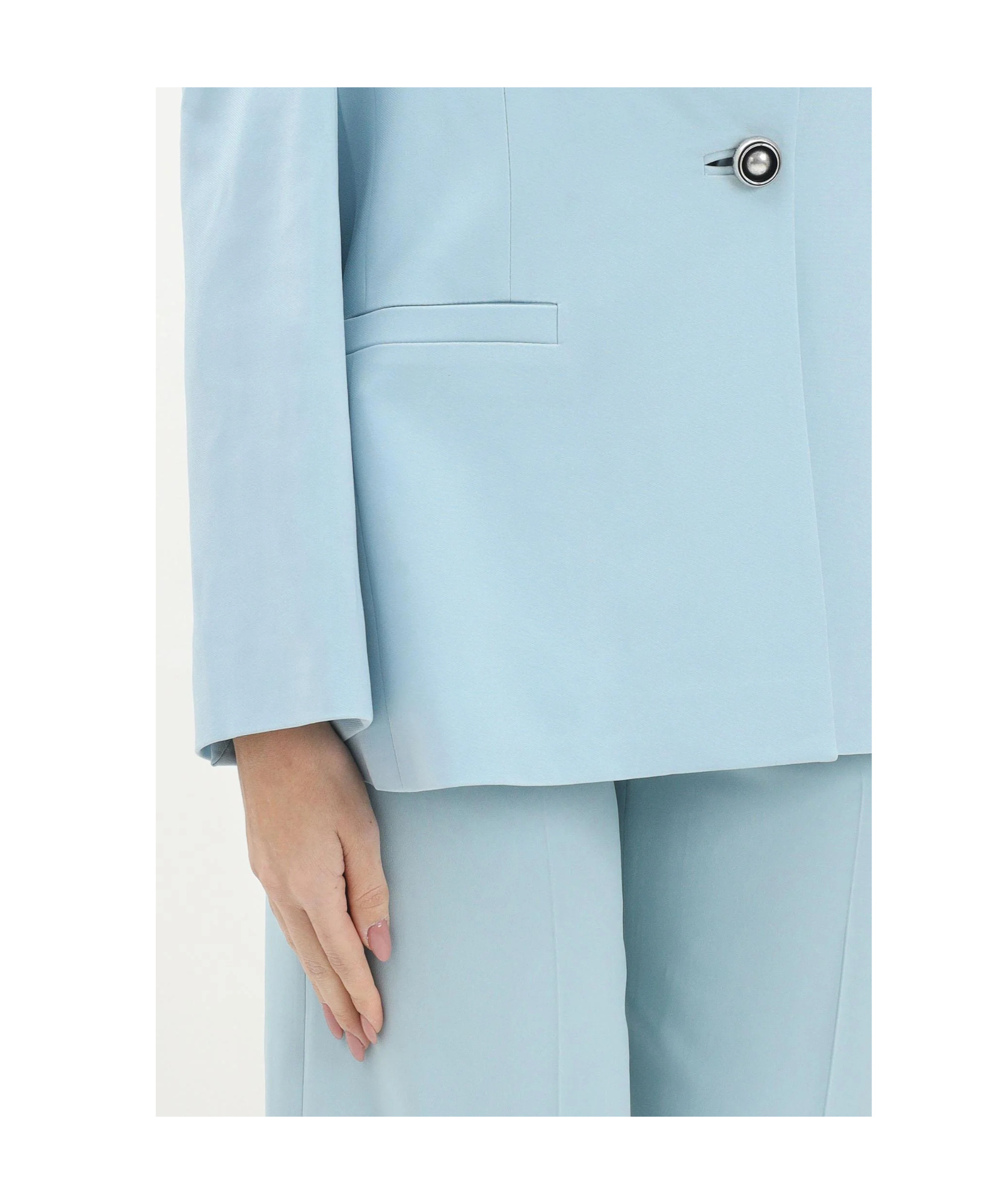 Shop Pinko Notch Lapels Blazer In Ice Blue