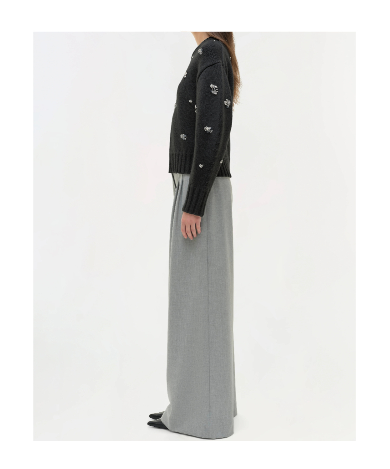 Simkhai Crew Neck Long Sleeve Sweater In Black