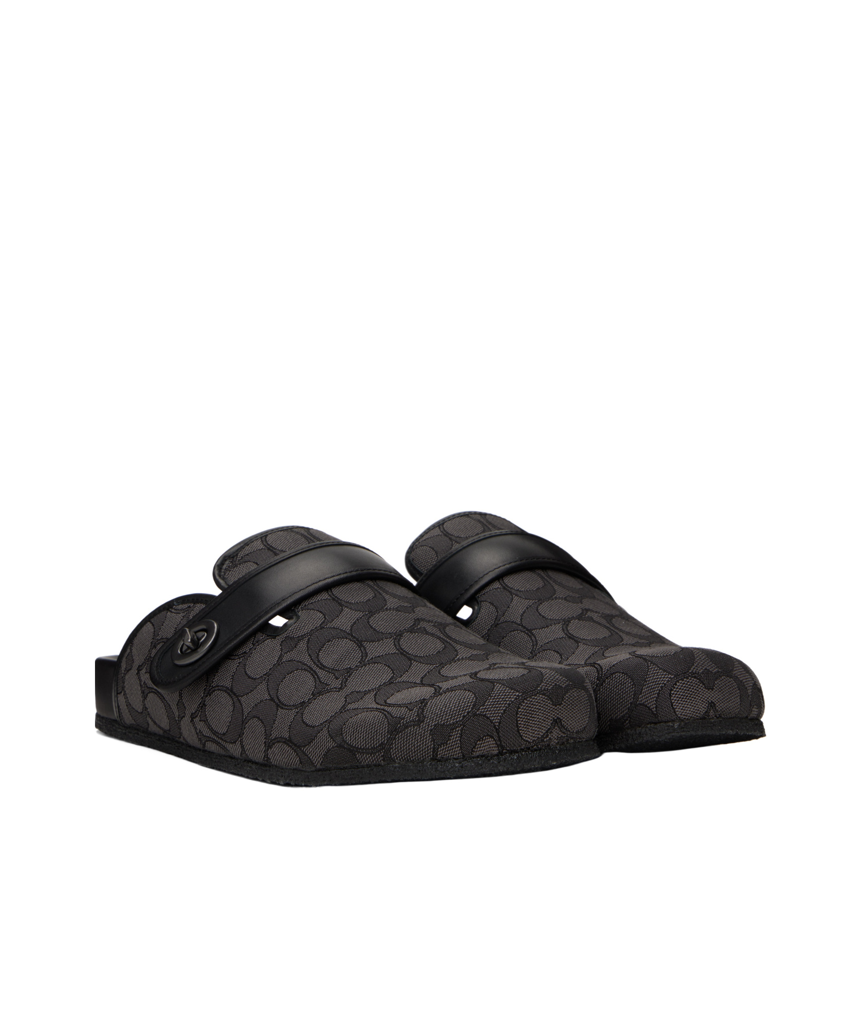 COACH BLACK GRAY SIGNATURE JACQUARD SLIP-ON LOAFERS
