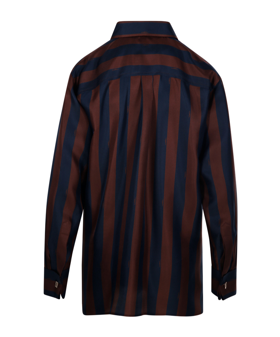 Fendi Striped Silk Shirt In Black