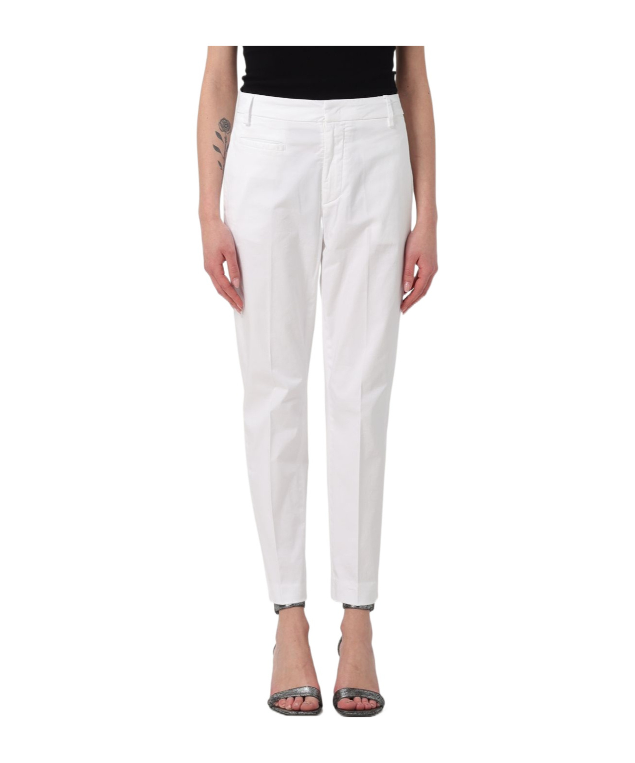 Dondup Casual Pants With Belt Loops In White