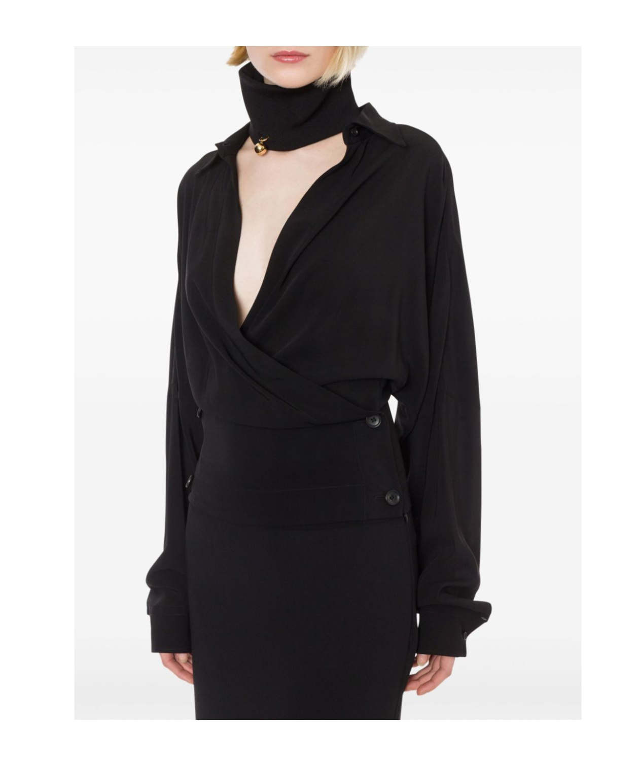 Philosophy Di Lorenzo Serafini Philosophy Di Lorenzo Serafin Draped Poplin Shirt In Black