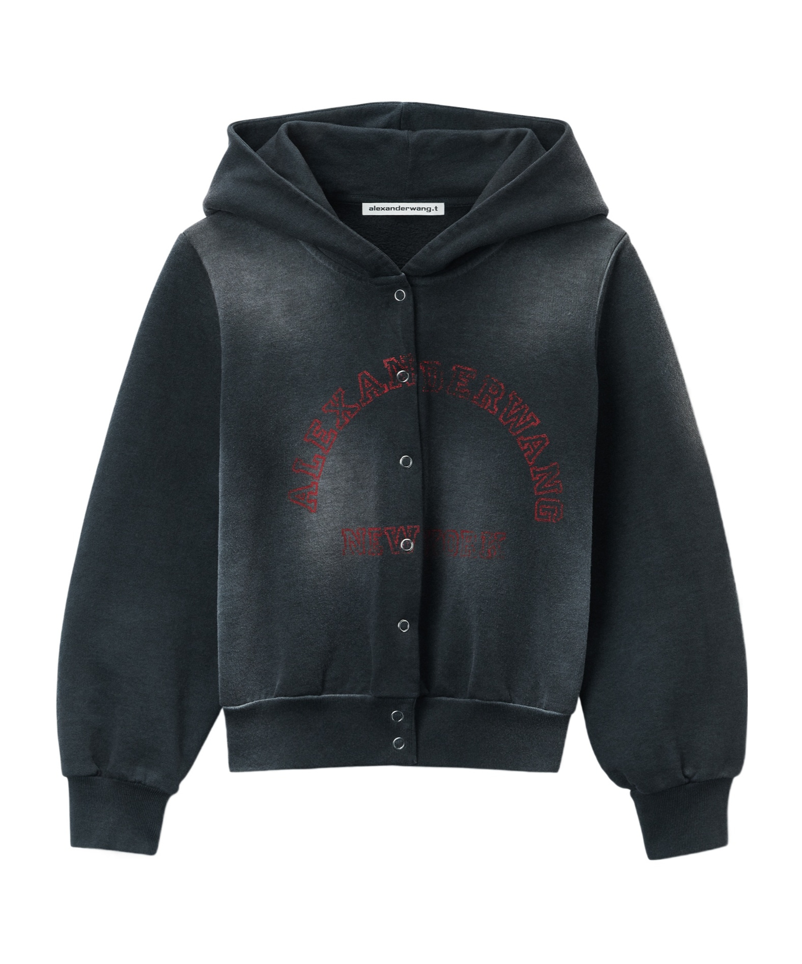 Alexander Wang T Shrunken Cotton Terry Cardigan In Black