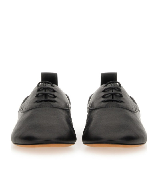 Lanvin Lace-up Leather Slippers In Black