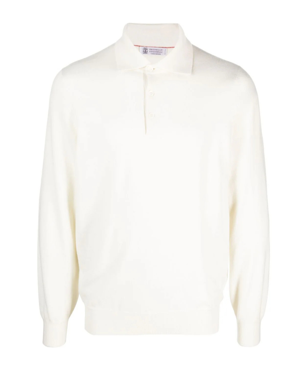 Brunello Cucinelli Long-sleeve Cashmere Polo Shirt In White