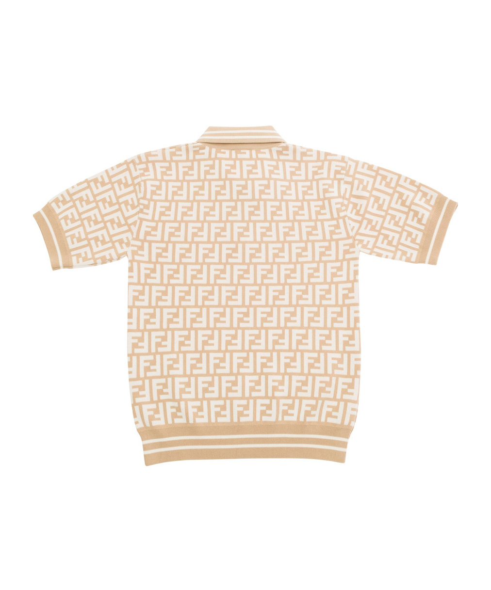 Fendi Ff-jacquard Polo Shirt In Nude
