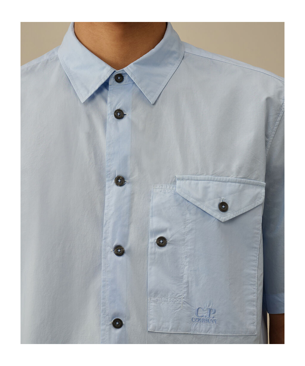 C.p. Company Short Sleeve Poplin Shirt In Blue
