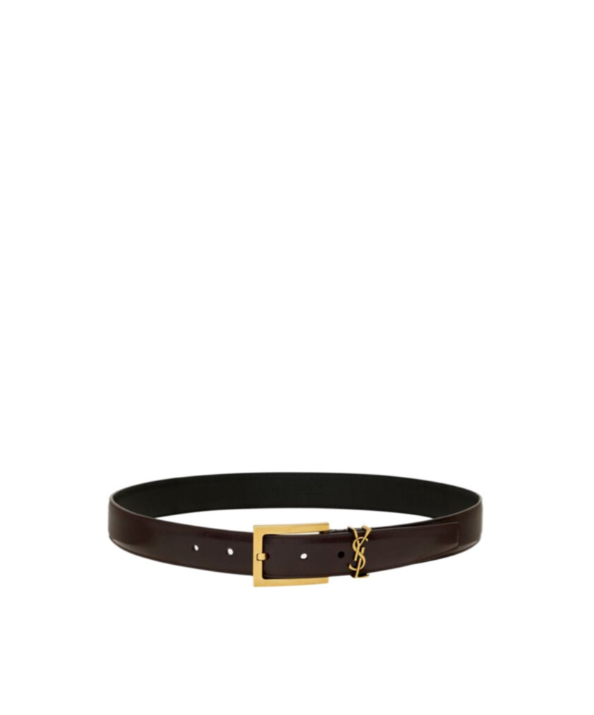 Saint Laurent Cassandre Thin Belt In Black