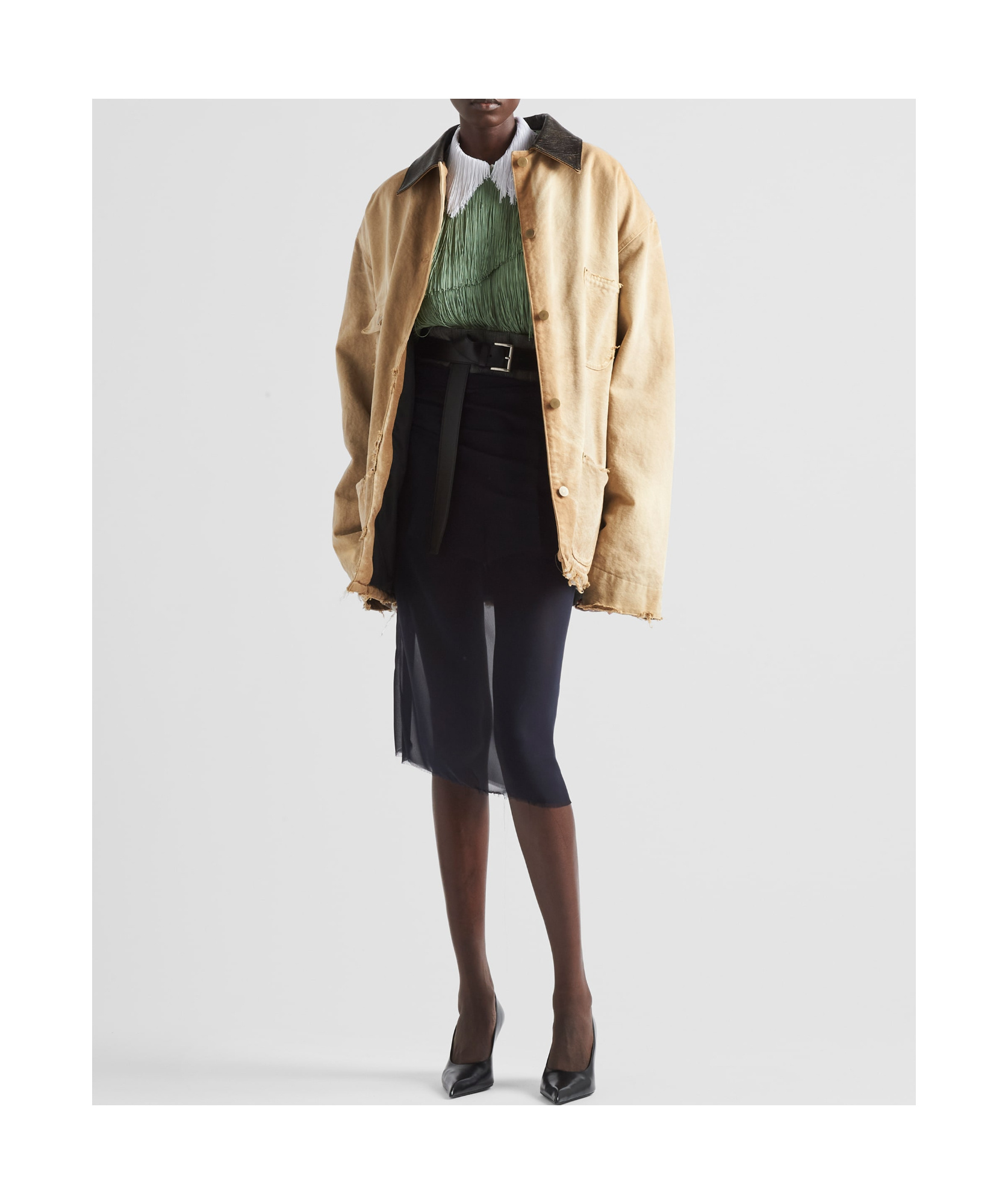 Shop Prada Canvas Jacket In Beige